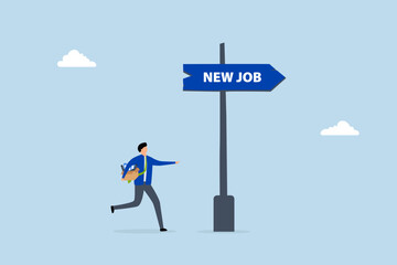 Fototapeta premium Change to new job, Employee in business transporting items for a new job opportunity. 