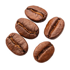 coffee beans isolated on transparent background