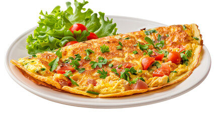 Omelette isolated on transparent background, detailed photo, png 