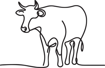 Cow Continuous Line Art Drawing – Black Vector Illustration