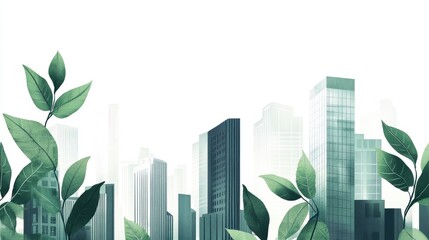 Green Cityscape Double Exposure Urban and Nature Harmony
