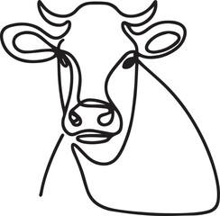 Cow Continuous Line Art Drawing – Black Vector Illustration