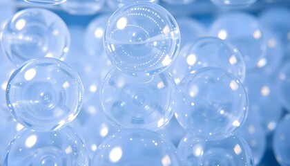 a close up of a bunch of clear bubbles