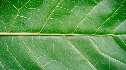 Fototapeta premium Green Leaf Texture Nature Background Closeup Macro Photography