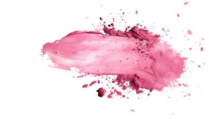 Pink blush splotch isolated on transparent background, detailed photo, png 