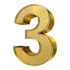 Blink blink of 3d golden number three text effect