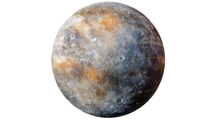 planet Mercury isolated on transparent background, detailed photo, png 