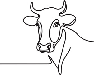 Cow Continuous Line Art Drawing – Black Vector Illustration