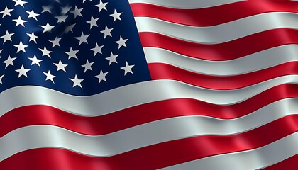 Naklejka premium Waving American Flag, Digital Render