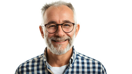 Portrait of a happy smiling teacher man wearing glasses isolated on transparent background, detailed photo, png 