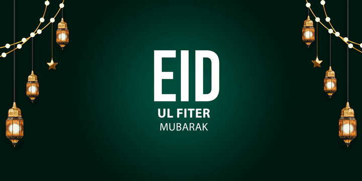 Eid ul fiter greeting card background, holiday celebration, vector illustration.