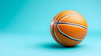 Pixel Art Basketball on Blue Background