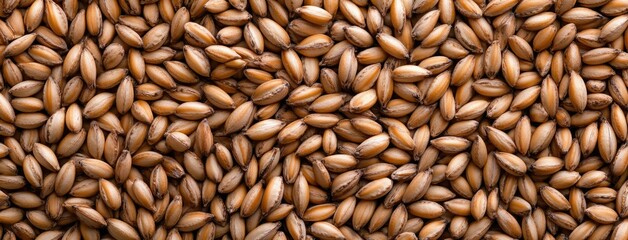 Close-up of golden seeds spread across a flat surface showcasing their various textures and hues in natural light during the harvest season