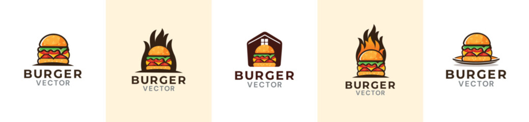 Burger house vector logo design 
