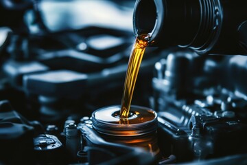 Pouring Oil Lubricant Motor Oil Isolated on White Background