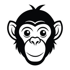 Obraz premium A minimalist monkey head vector, Monkey face silhouette icon design 1