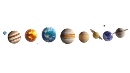solar system isolated on transparent background, detailed photo, png 