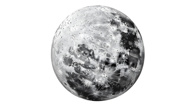 Striking silver moon on transparent background, detailed photo, png  - Powered by Adobe