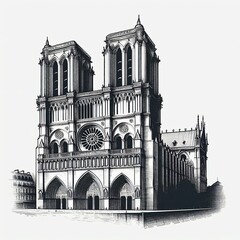 Notre Dame Ink Sketch Majesty