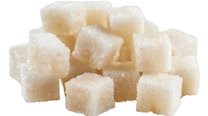 sugar cubes isolated on transparent background, detailed photo, png 