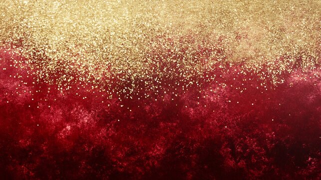 Abstract gold glitter on red background