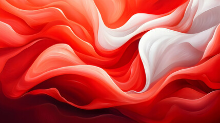 Fototapeta premium Abstract Red and White Fluid Waves Texture Background