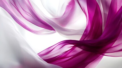 Fototapeta premium Elegant flowing fabric in shades of purple and white. Delicate, soft, and smooth, creating a sense of movement and fluidity