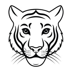 Obraz premium A minimalist tiger head vector, Tiger head outline design.