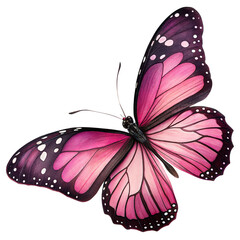 A Vibrant Pink Butterfly Soars Against transparent background