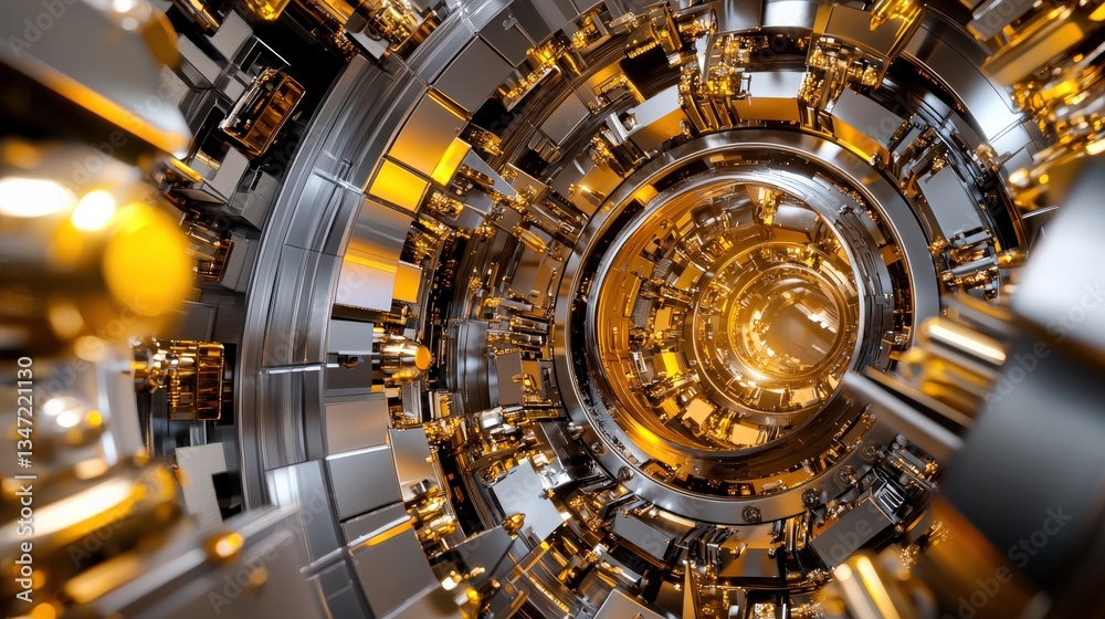 Aufkleber an abstract flow of digital data streams converging into a secure vault