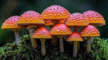 Vibrant Orange Pink Mushrooms Nature Photography