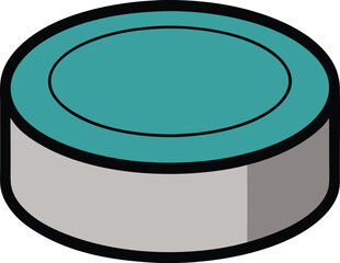 Teal Tablet with Gray Base, A round teal tablet with a gray base, symbolizing medication, health, and pharmaceutical products.

