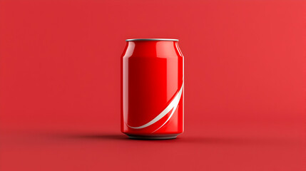 Red Aluminum Soda Can on Red Background