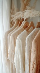 Pastel Knitwear Collection on Wooden Rack.