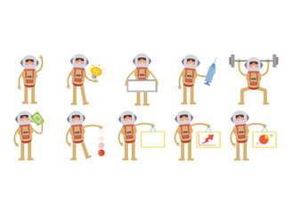 spaceman characters in different poses set