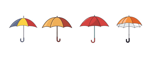 Set Of Bold Outlined Umbrella, Trendy and Modern Vector