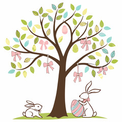 Fototapeta premium easter eggs. easter holiday. easter bunny under the tree