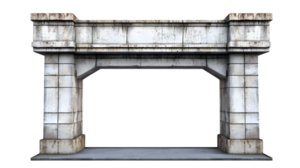 Two bridge pillars separated on transparent background.