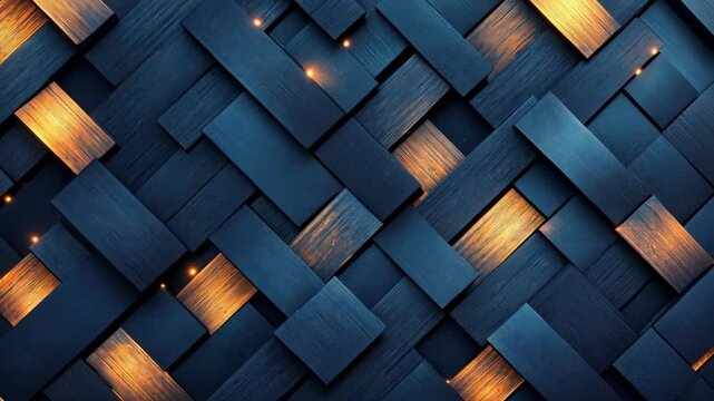 Elegant dark blue and gold geometric pattern with subtle lighting effects