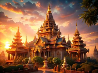 Fototapeta premium Pattaya Temple Photos: High-Resolution Images of Stunning Thai Temples Near Pattaya City