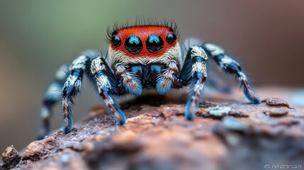 Vibrant jumping spider close-up