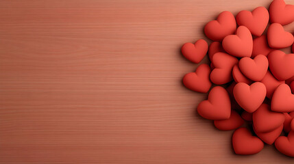 Red Hearts on Wooden Background