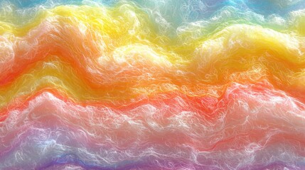 A vibrant, abstract swirl of colors resembling flowing waves, blending yellows, oranges, and pinks with a dreamy, ethereal quality.