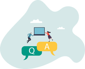 Q and A, question and answers, FAQ frequently asked question, information or solution to solve problem, resolution or advice concept,character for design