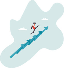 Fototapeta premium Career growth, growing business or leadership to overcome challenge, motivation to succeed, career development or ambition to success concept,character for design