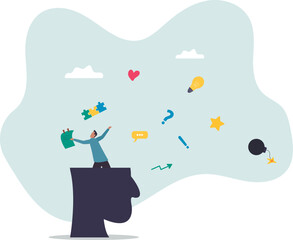 Declutter your mind, clear your brain to regain focus improve creative thinking ability, free up memory.business concept.flat character.character for design