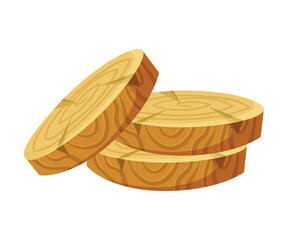 Wooden Circle and Ring Board Plate Vector Illustration