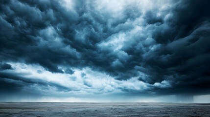 Obraz premium Dramatic Dark Cloudscape Over Urban Landscape with Heavy Rain and Threatening Atmospheric Conditions