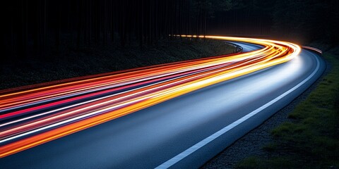 Night Road Dynamic Light Trails Abstract Speed Blurred Motion Art Cars Dark Fast Long Cool Lines