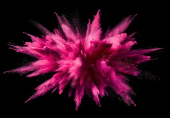 Pink and Magenta Powder Explosion on Black Background